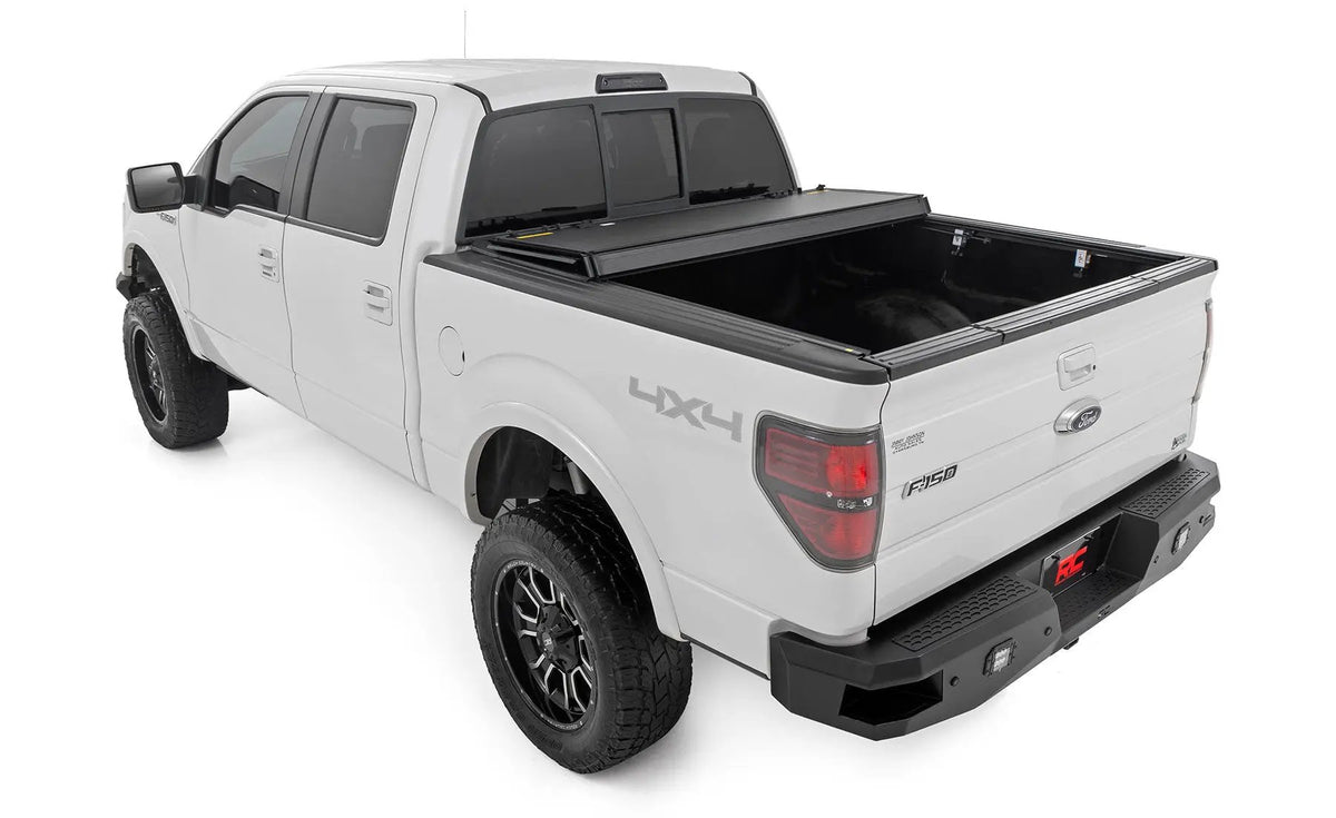 Hard Tri-Fold Flip Up Bed Cover | 6'7" Bed | Ford F-150 2WD/4WD (2004-2014) by Rough Country