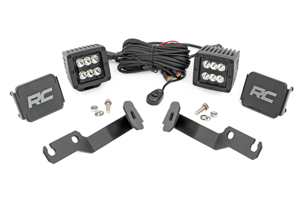 LED Light Kit | Ditch Mount | 2" Black Pair | Spot | Toyota Tacoma (05-15) by Rough Country