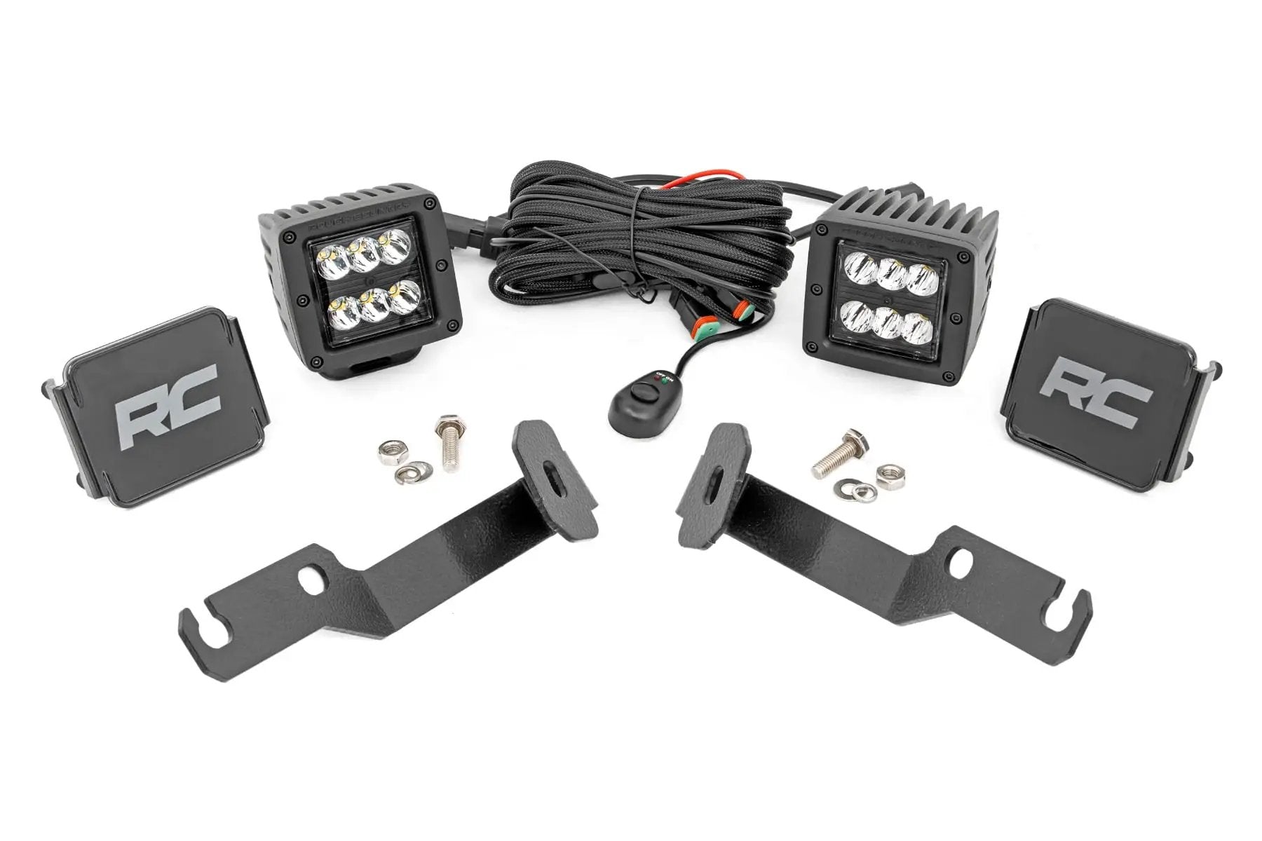 LED Light Kit | Ditch Mount | 2" Black Pair | Spot | Toyota Tacoma (05-15) by Rough Country