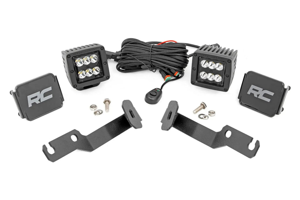LED Light Kit | Ditch Mount | 2" Black Pair | Spot | Toyota Tacoma (05-15) by Rough Country