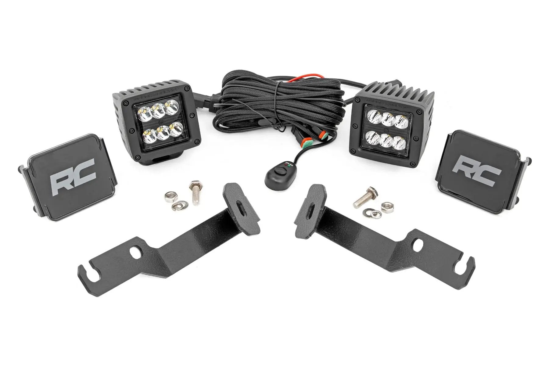 LED Light Kit | Ditch Mount | 2" Black Pair | Spot | Toyota Tacoma (05-15) by Rough Country