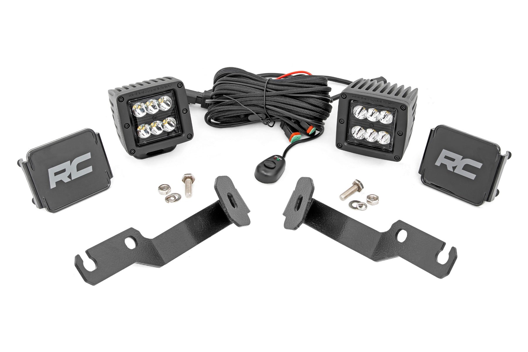 LED Light Kit | Ditch Mount | 2" Black Pair | Spot | Toyota Tacoma (05-15) by Rough Country