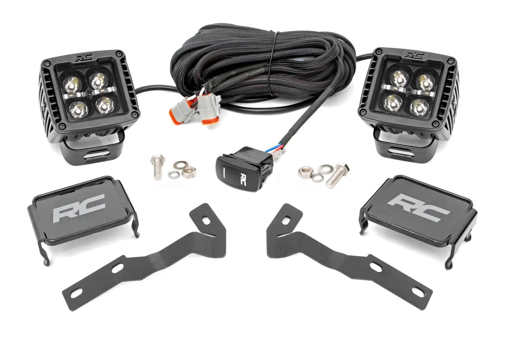 LED Light Kit | Ditch Mount | 2" Black Pair | Amber DRL | Toyota Tacoma (05-15) by Rough Country