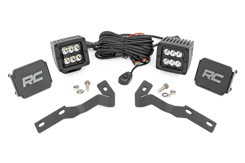 LED Light Kit | Ditch Mount | 2" Black Pair | Spot | Toyota Tacoma (16-23) by Rough Country
