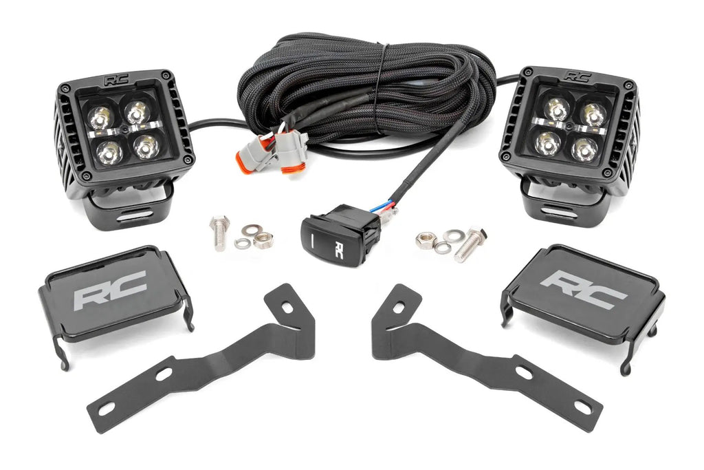 LED Light Kit | Ditch Mount | 2" Black Pair | Amber DRL | Toyota Tacoma (16-23) by Rough Country