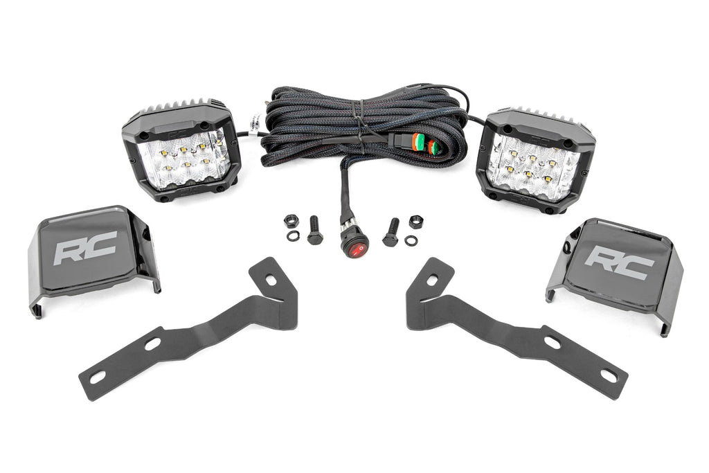 LED Light Kit | Ditch Mount | 3" OSRAM | Wide | Toyota Tacoma 2WD/4WD (16-23) by Rough Country