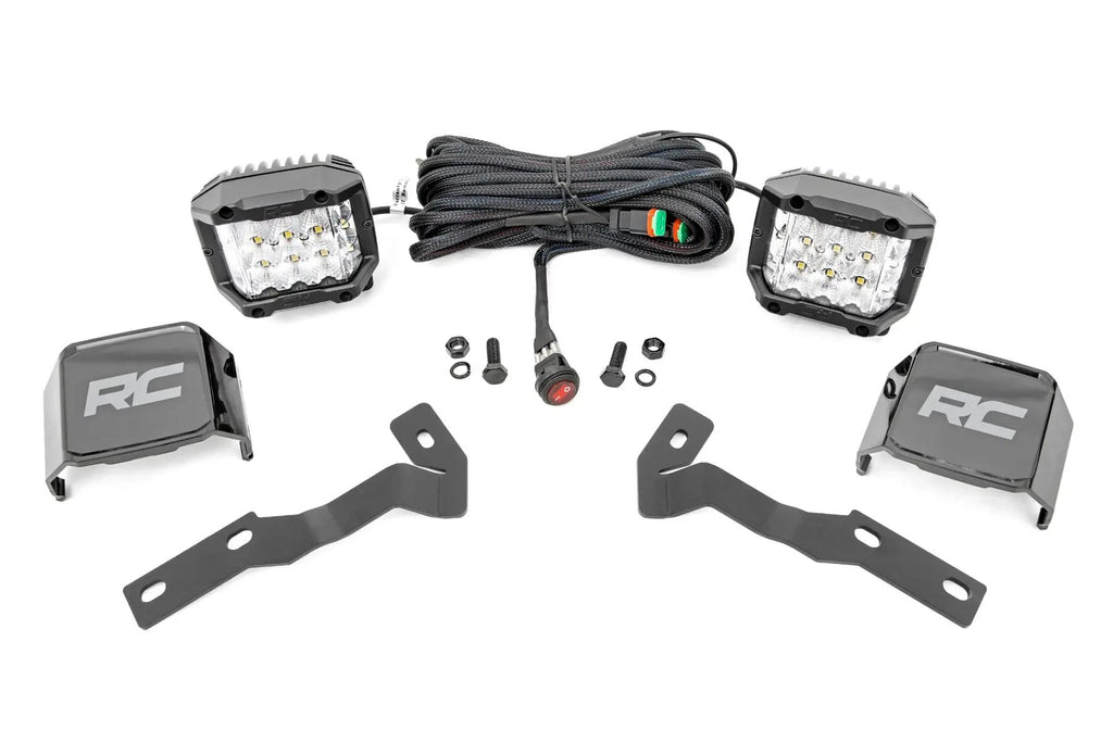 LED Light Kit | Ditch Mount | 3" OSRAM | Wide | Toyota Tacoma 2WD/4WD (16-23) by Rough Country