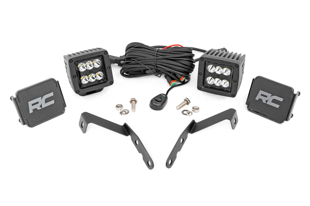 LED Light Kit | Ditch Mount | 2" Black Pair | Spot | Chevy 1500 & Chevy/GMC 2500HD/3500HD (07-14) by Rough Country