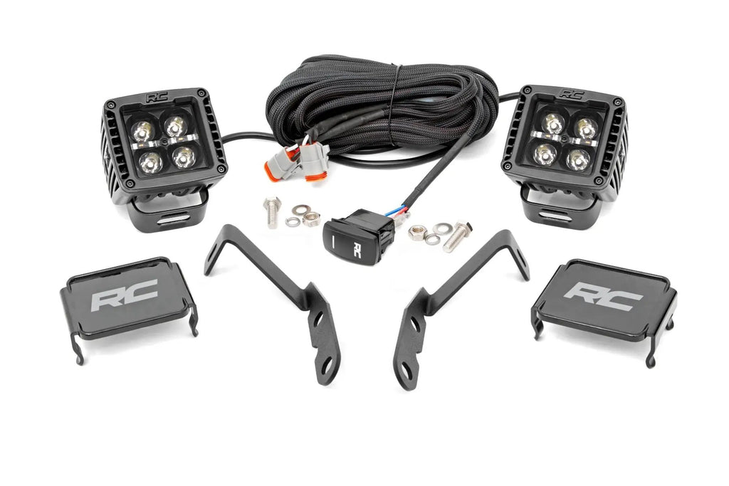 LED Light | Ditch Mount | 2" Black Pair | Amber DRL | Chevy 1500 (2007-2013) by Rough Country