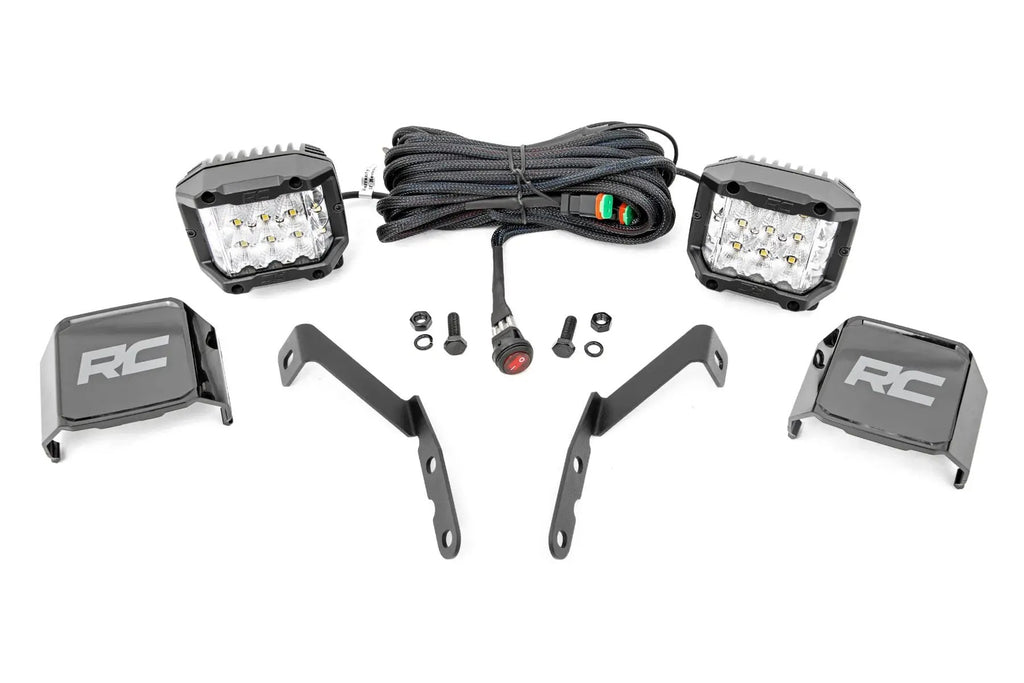 LED Light Kit | Ditch Mount | 3" OSRAM | Wide | Chevy 1500 & Chevy/GMC 2500HD/3500HD (07-14) by Rough Country