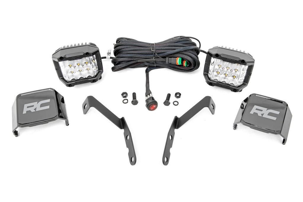 LED Light Kit | Ditch Mount | 3" OSRAM | Wide | Chevy 1500 & Chevy/GMC 2500HD/3500HD (07-14) by Rough Country