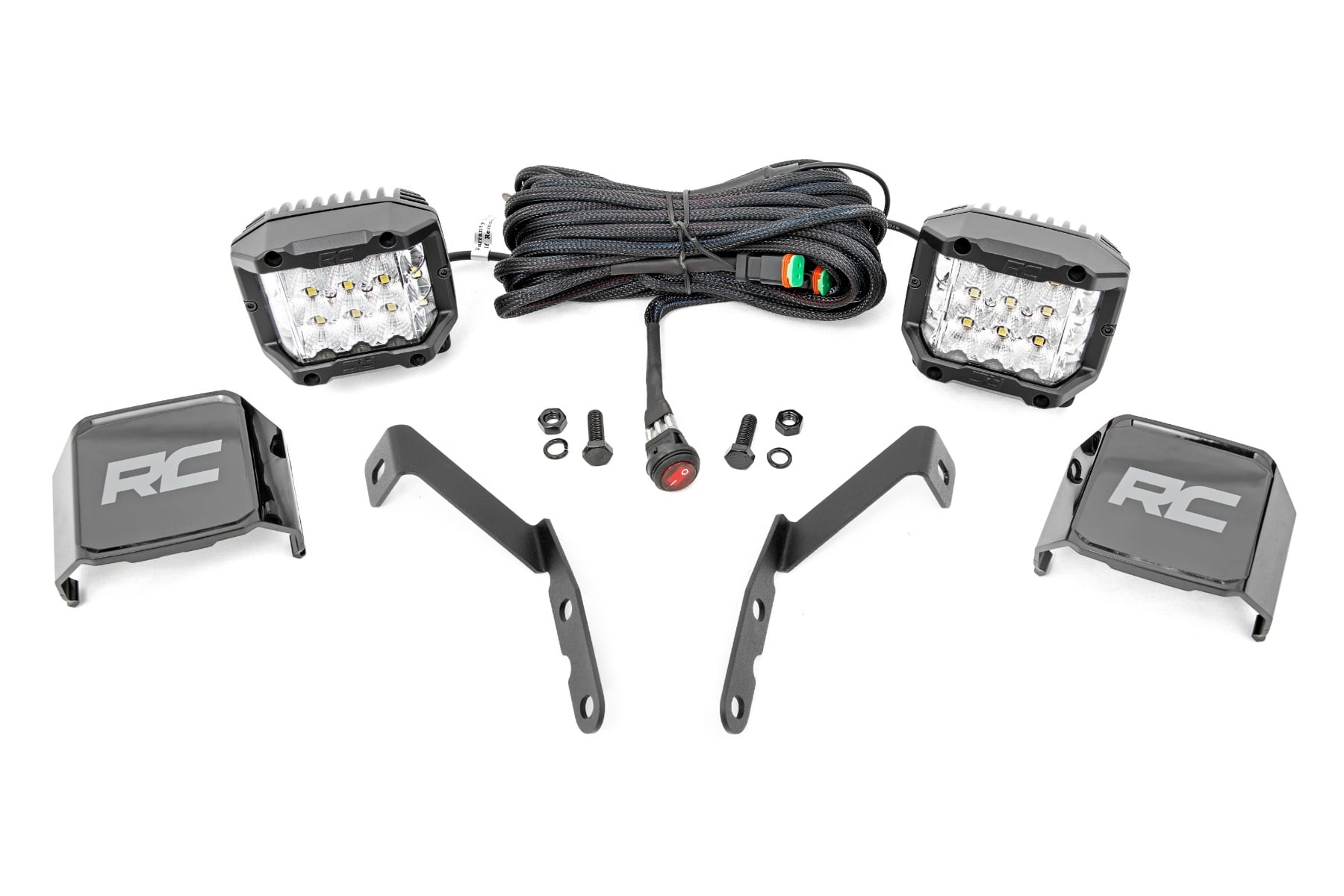 LED Light Kit | Ditch Mount | 3" OSRAM | Wide | Chevy 1500 & Chevy/GMC 2500HD/3500HD (07-14) by Rough Country