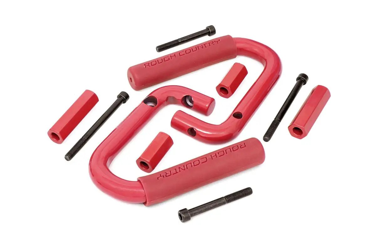 Grab Handles | Steel | Front | Red | Jeep Wrangler JK/Wrangler Unlimited (07-18) by Rough Country