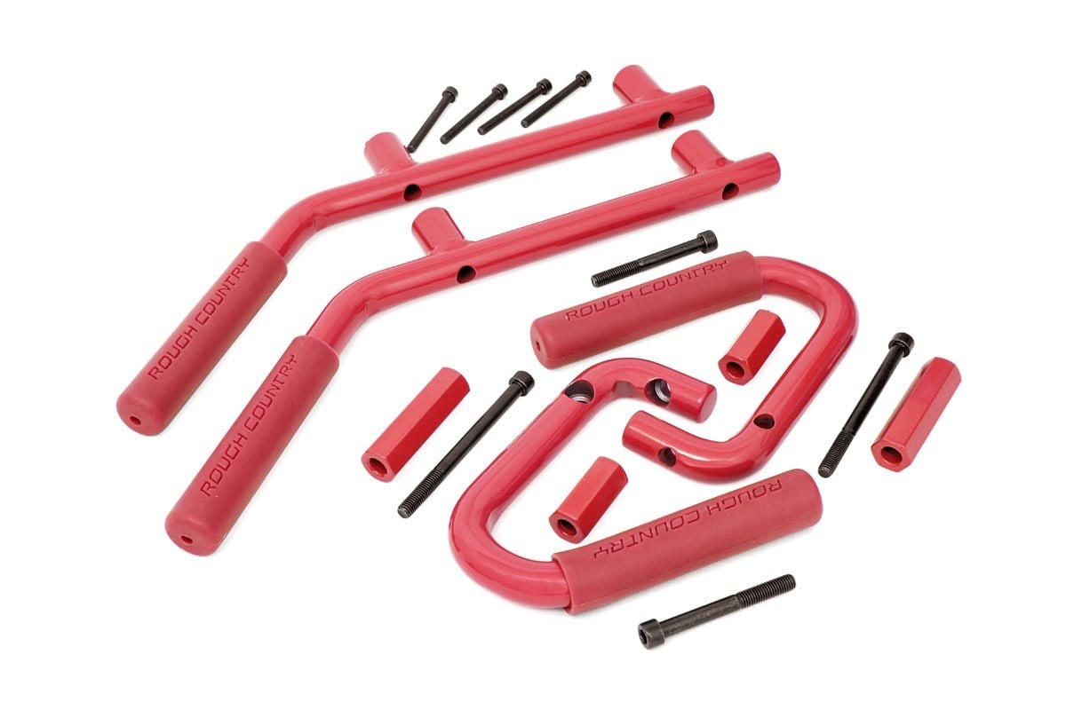 Grab Handles | Steel | FR & RR | Red | Jeep Wrangler JK/Wrangler Unlimited (07-18) by Rough Country