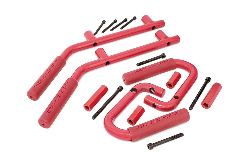 Grab Handles | Steel | FR & RR | Red | Jeep Wrangler JK/Wrangler Unlimited (07-18) by Rough Country