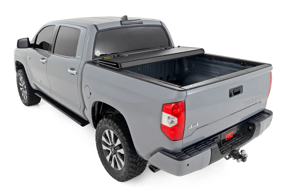 Hard Tri-Fold Flip Up Bed Cover | 5'7" Bed | Toyota Tundra 2WD/4WD (07-21) by Rough Country
