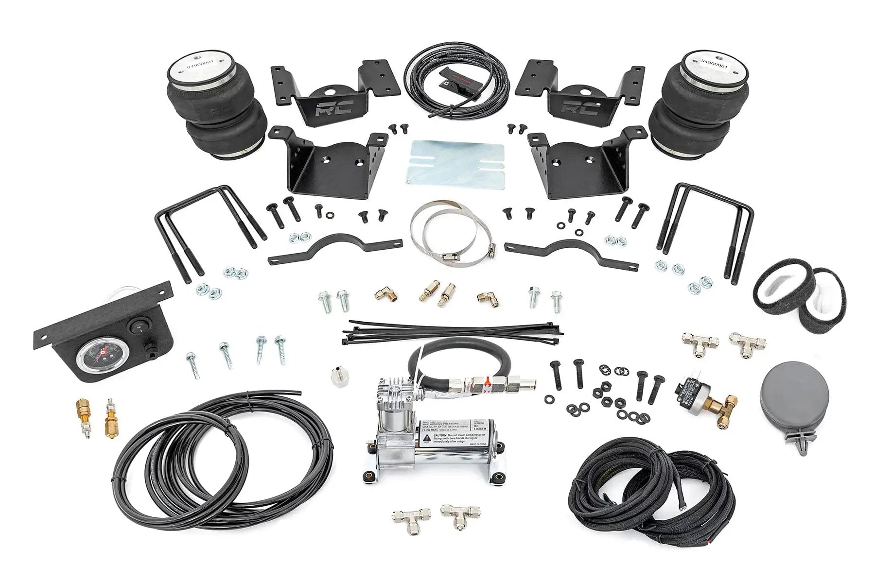 Air Spring Kit w/compressor | 0-7.5" Lift | Chevy/GMC 2500HD/3500HD (11-19) by Rough Country