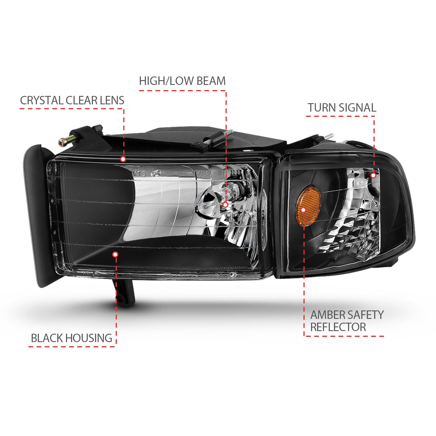 Crystal Headlight Set by ANZO USA