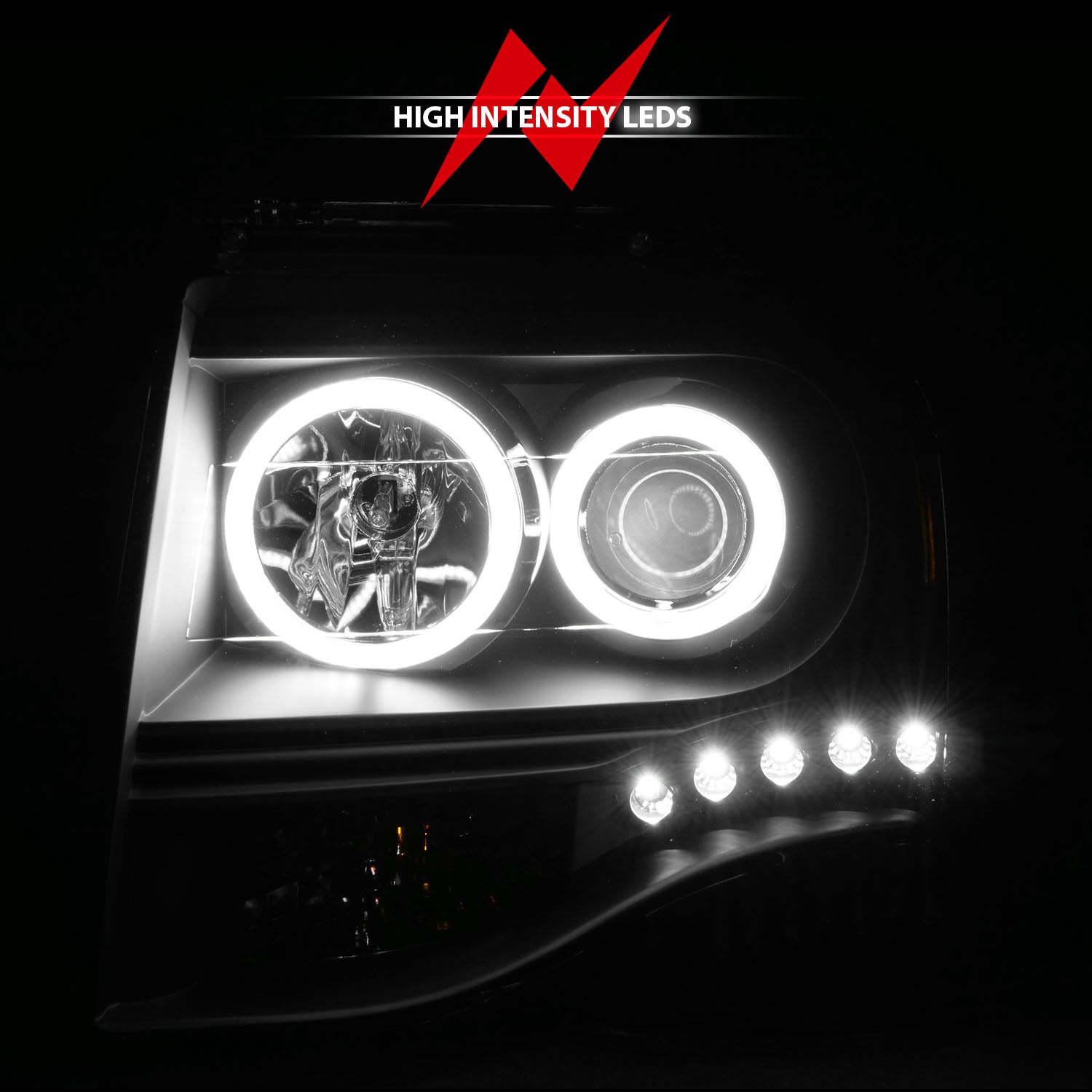 Projector Headlight Set w/Halo by ANZO USA
