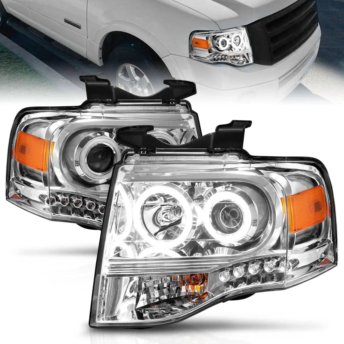 Projector Headlight Set w/Halo by ANZO USA