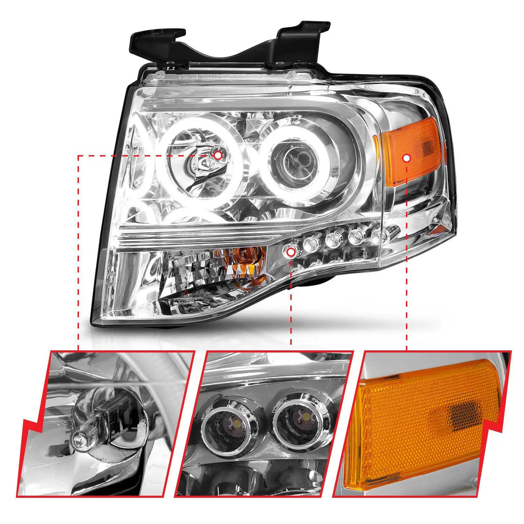Projector Headlight Set w/Halo by ANZO USA