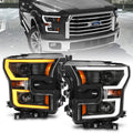 Projector Headlights w/ Plank Style Switchback Black w/ Amber by ANZO USA
