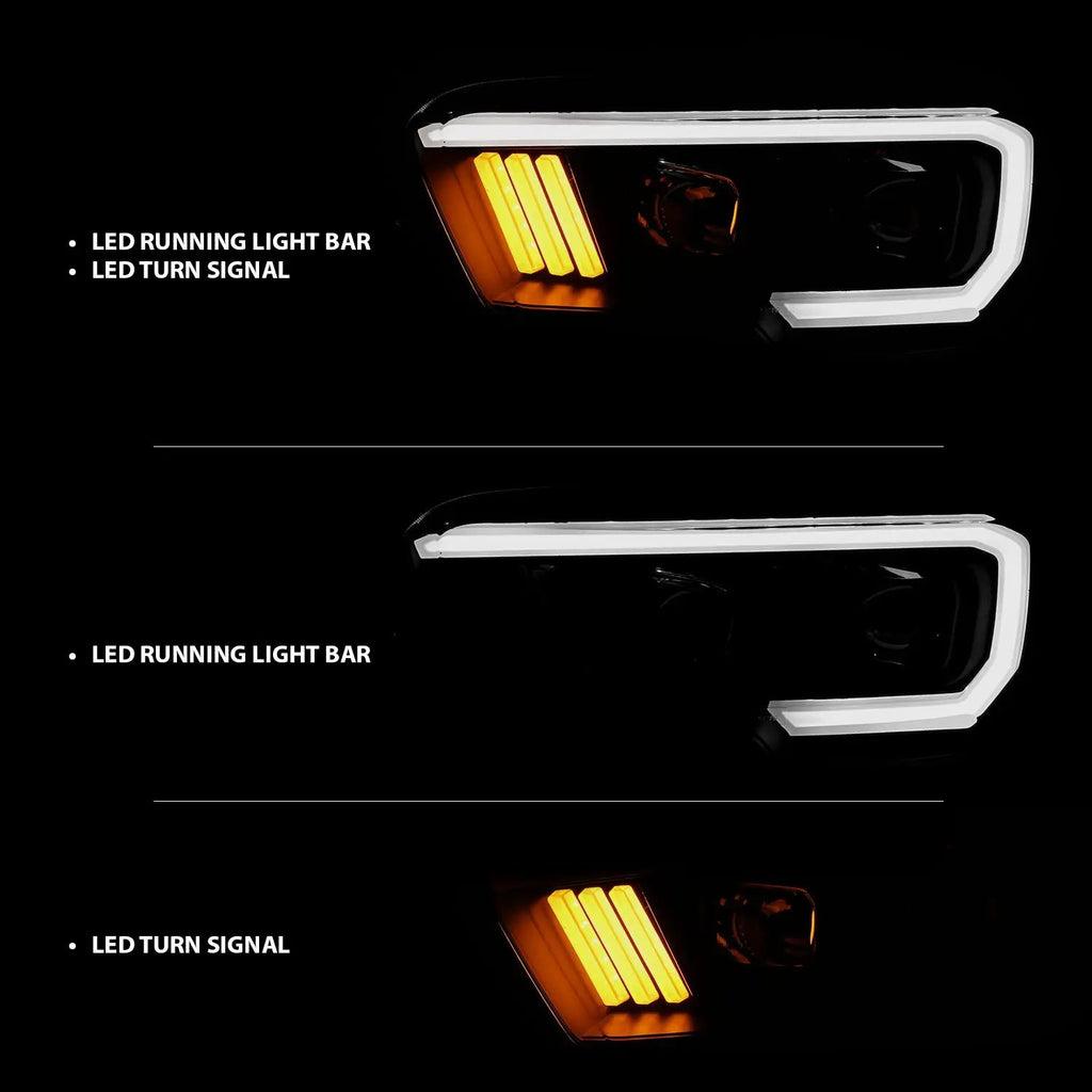 Projector Headlights w/ Plank Style Design Black/Amber w/ DRL by ANZO USA