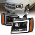 Projector Headlights w/ Plank Style Switchback Black w/ Amber by ANZO USA