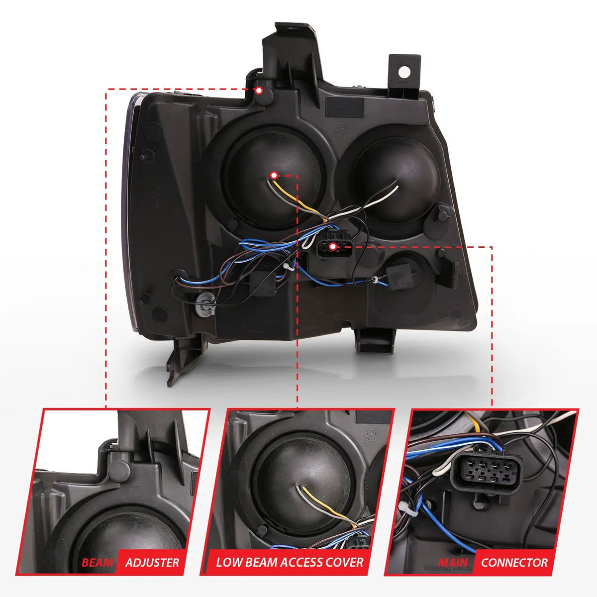 Projector Headlights w/ Plank Style Switchback Black w/ Amber by ANZO USA