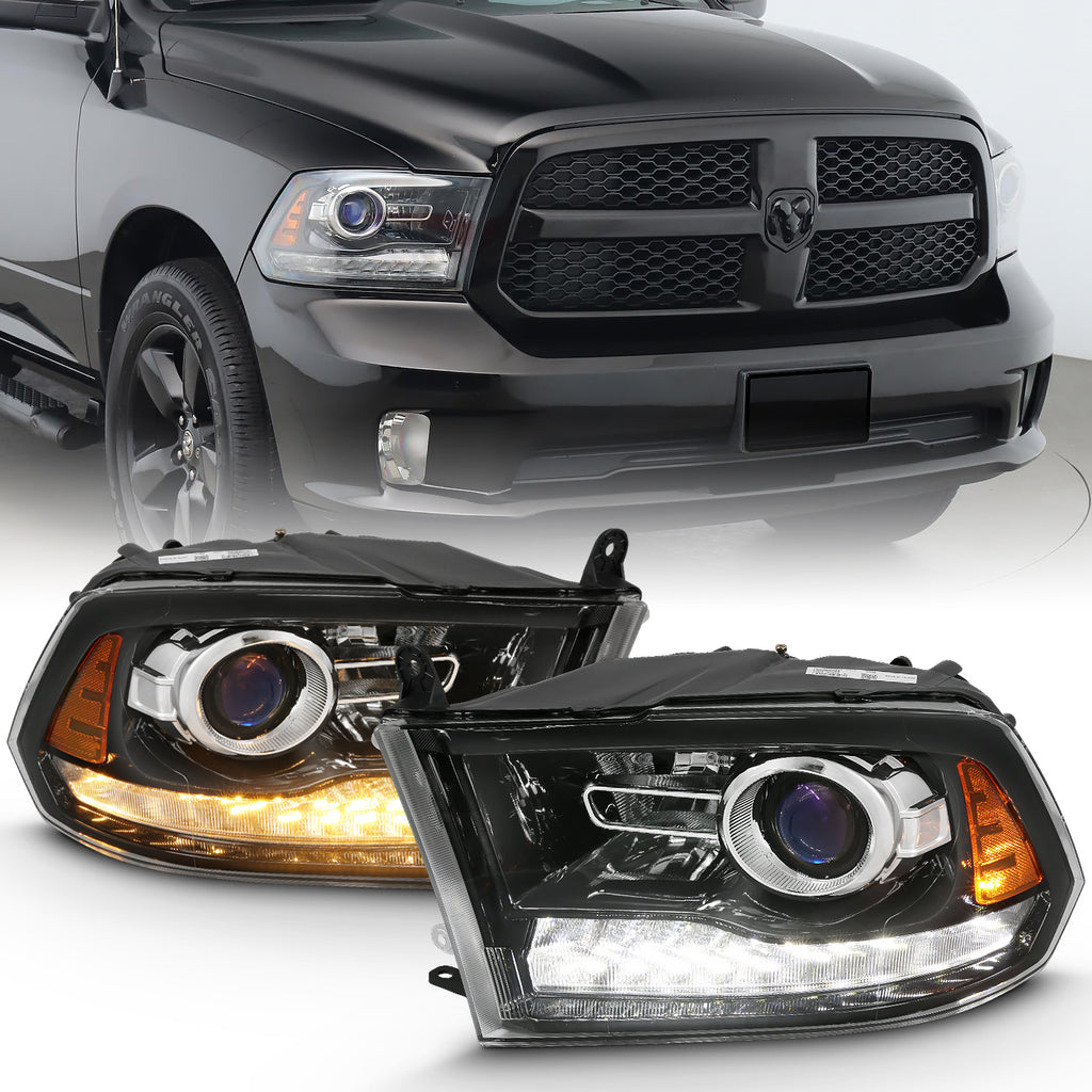 PROJECTOR PLANK STYLE SWITCHBACK H.L HALO BLACK AMBER (OE STYLE) by ANZO USA