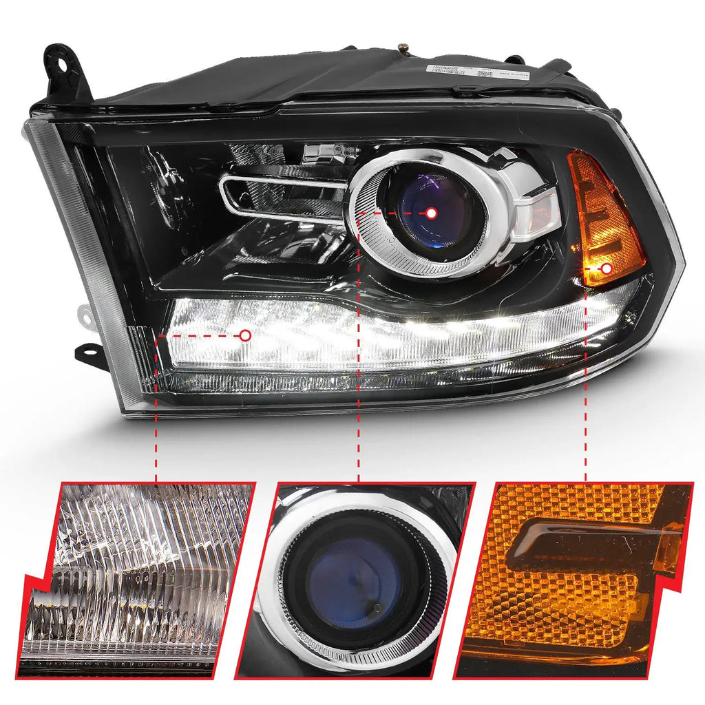 PROJECTOR PLANK STYLE SWITCHBACK H.L HALO BLACK AMBER (OE STYLE) by ANZO USA