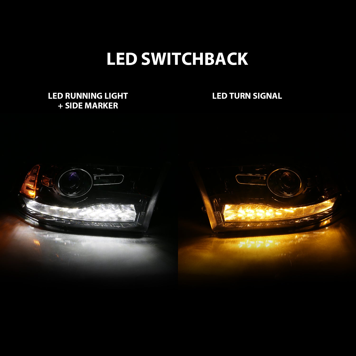 PROJECTOR PLANK STYLE SWITCHBACK H.L HALO BLACK AMBER (OE STYLE) by ANZO USA