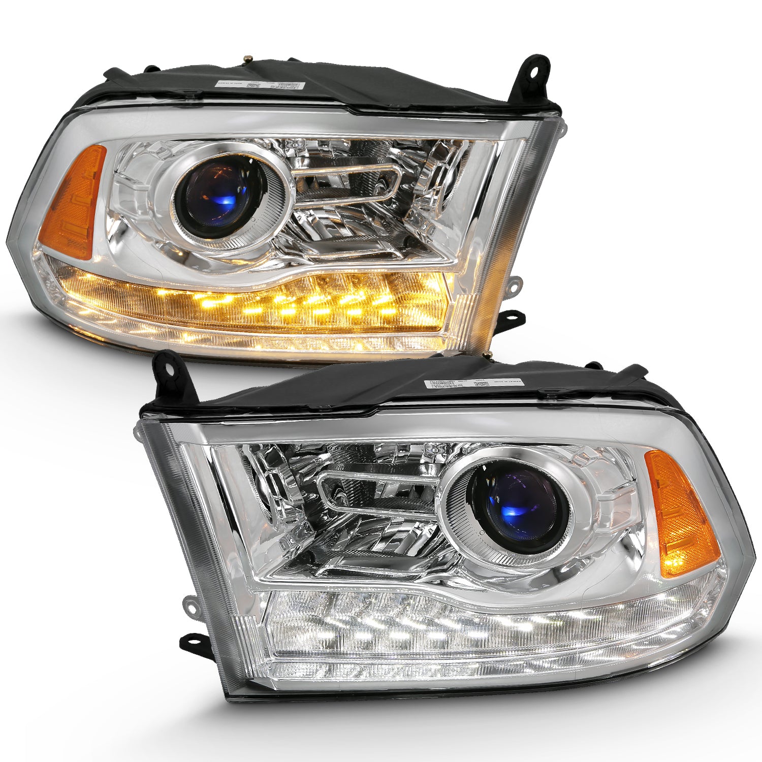 PROJECTOR PLANK STYLE SWITCHBACK H.L HALO CHROME AMBER (OE STYLE) by ANZO USA