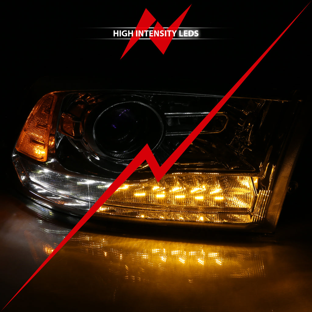PROJECTOR PLANK STYLE SWITCHBACK H.L HALO CHROME AMBER (OE STYLE) by ANZO USA