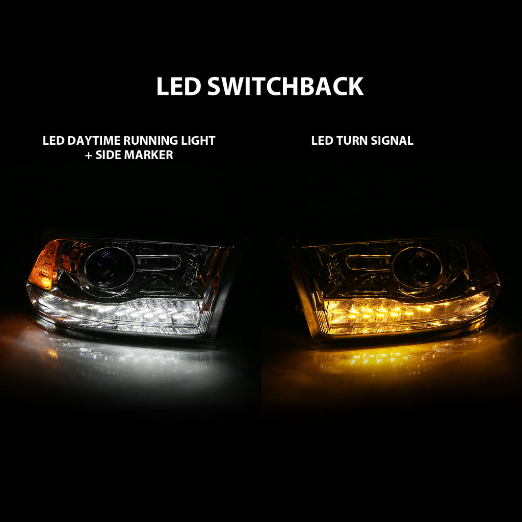 PROJECTOR PLANK STYLE SWITCHBACK H.L HALO CHROME AMBER (OE STYLE) by ANZO USA