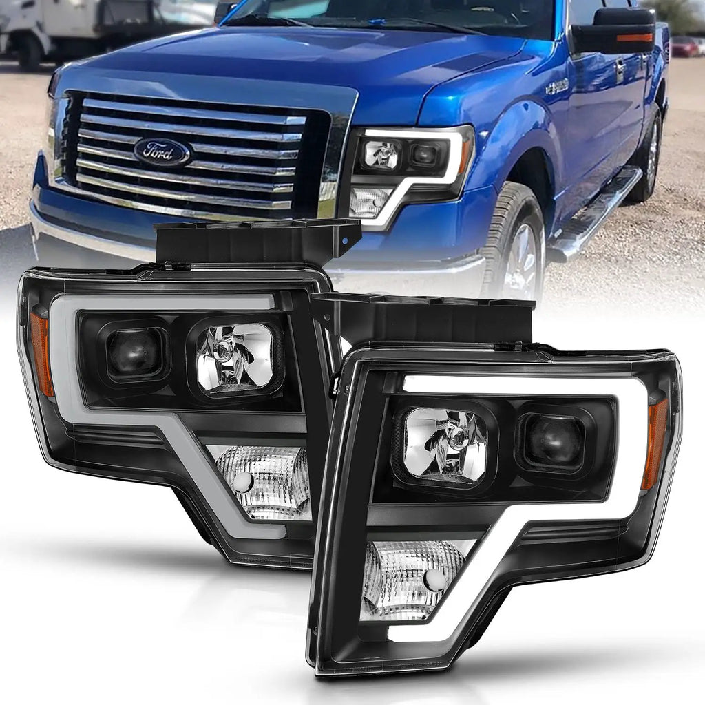 Projector Headlights Plank Style Black Housing by ANZO USA