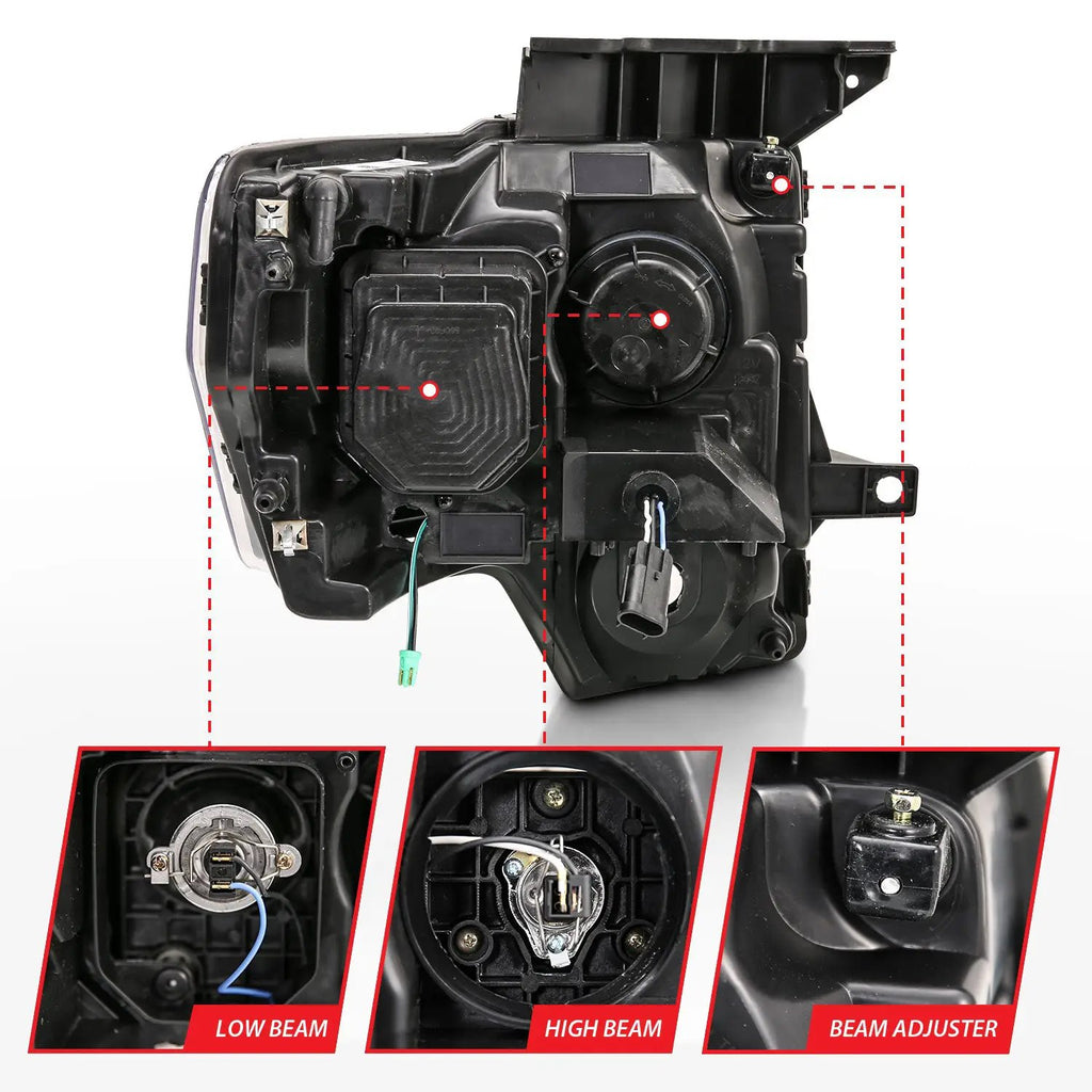 Projector Headlights Plank Style Black Housing by ANZO USA