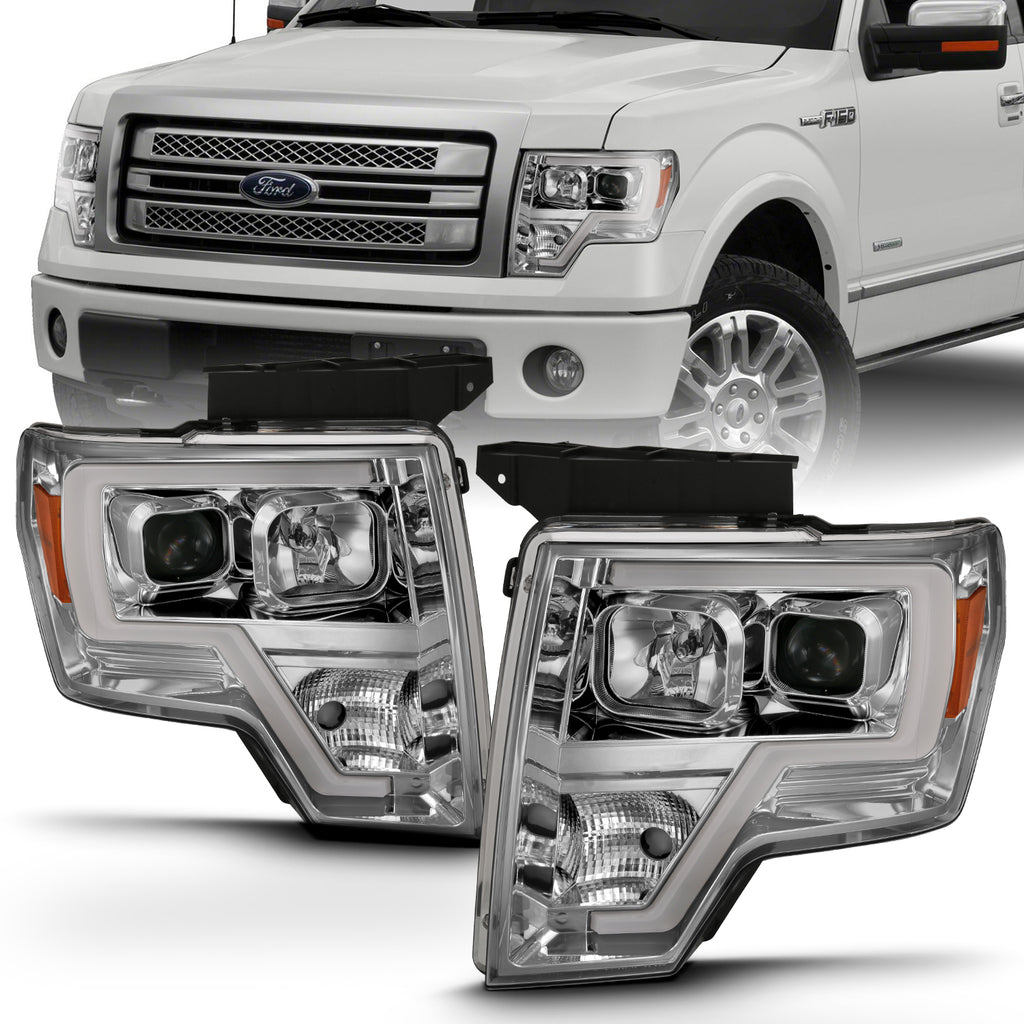 Projector Headlights PROJECTOR HEADLIGHT PLANK STYLE CHROME AMBER Pair by ANZO USA