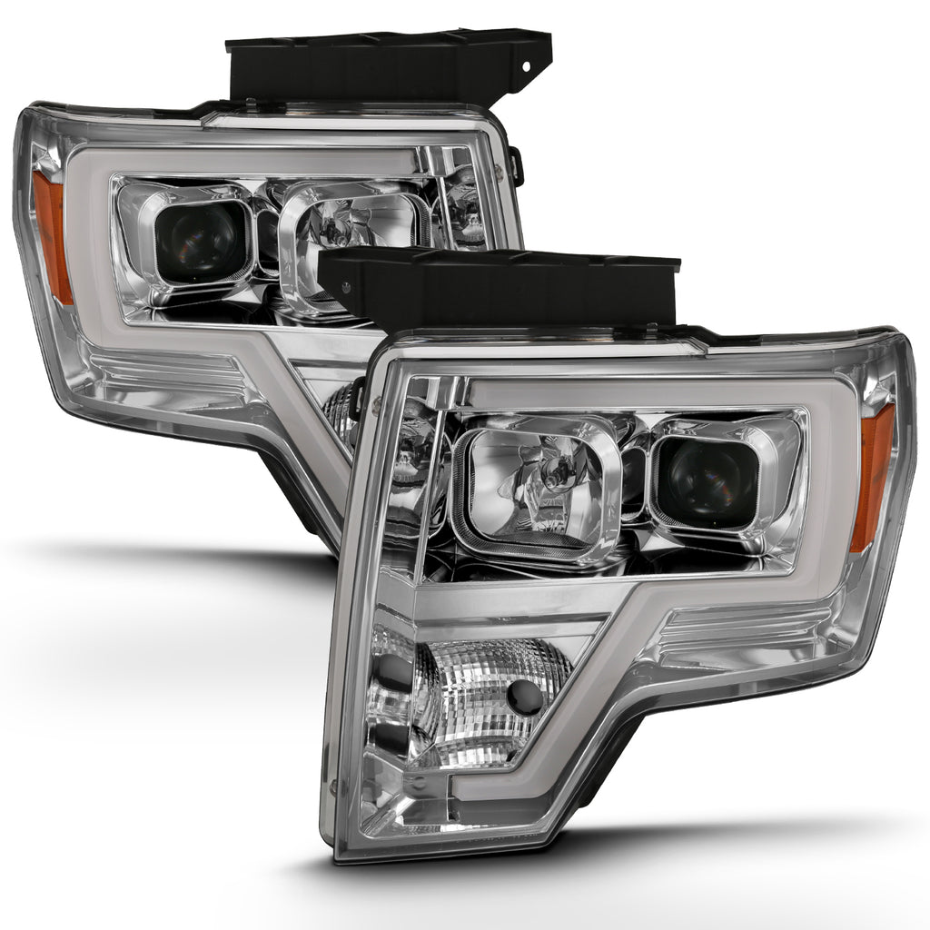 Projector Headlights PROJECTOR HEADLIGHT PLANK STYLE CHROME AMBER Pair by ANZO USA