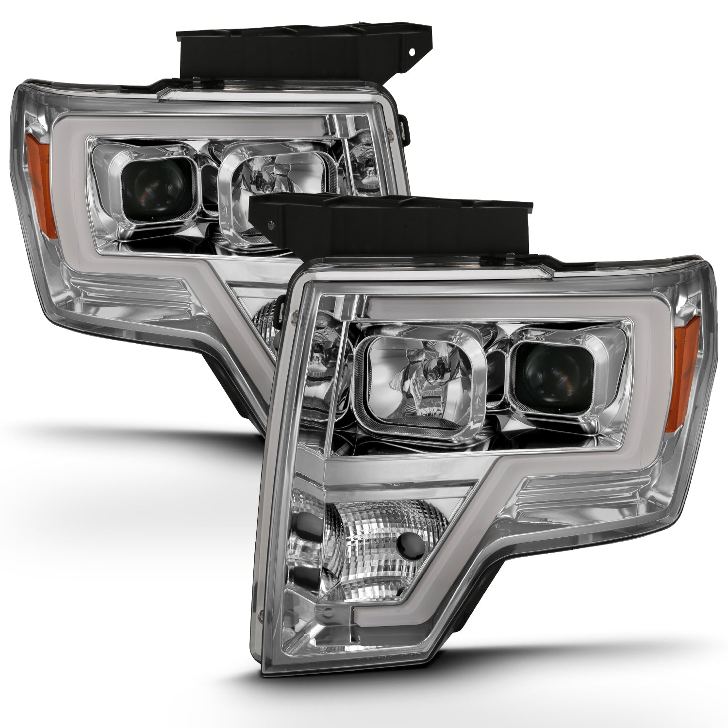 Projector Headlights PROJECTOR HEADLIGHT PLANK STYLE CHROME AMBER Pair by ANZO USA