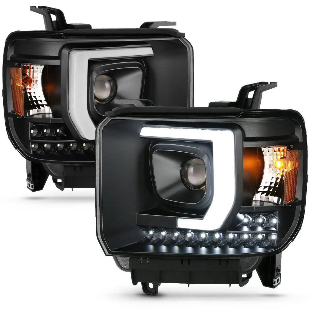 Projector Headlights Plank Style Black Housing w/DRL by ANZO USA