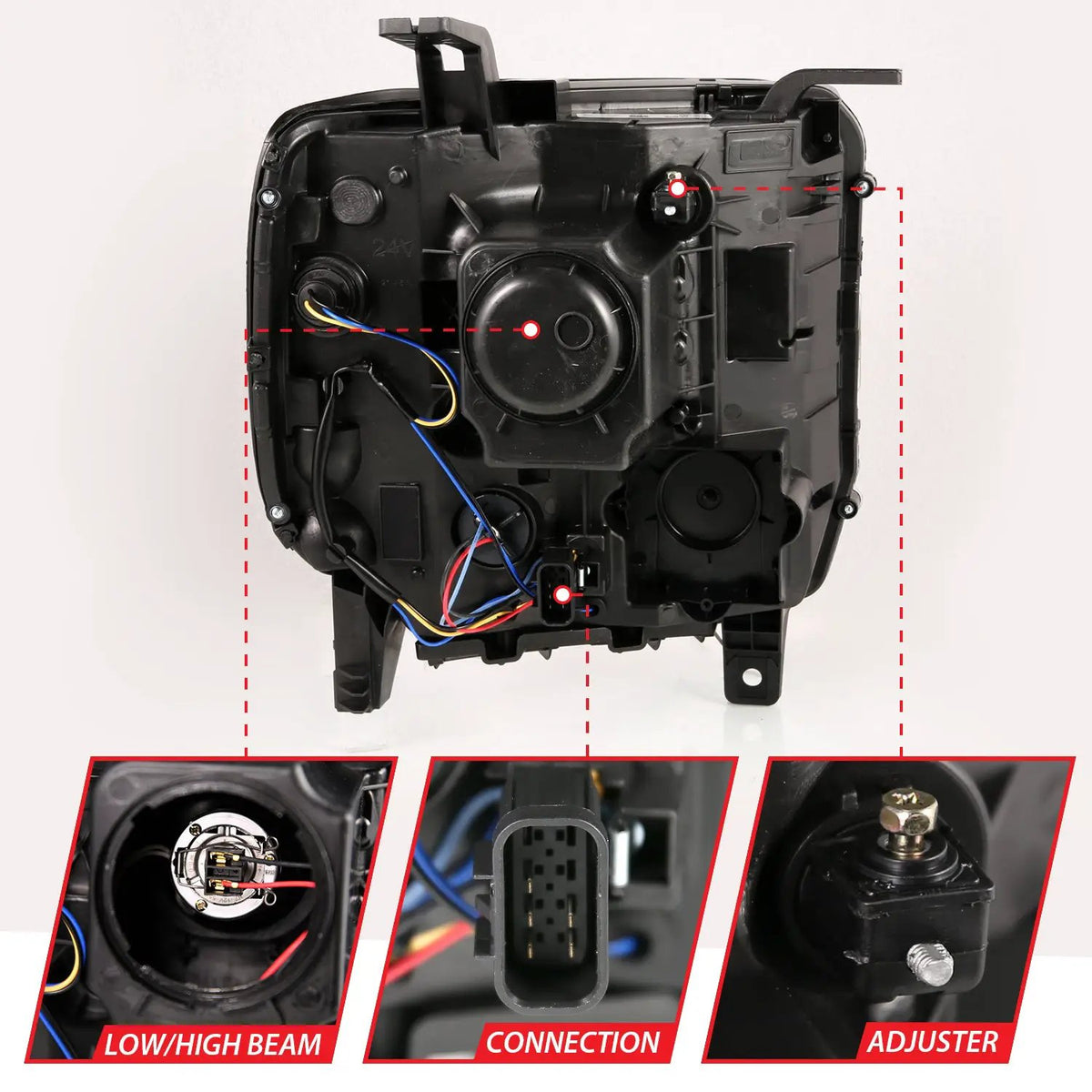 Projector Headlights Plank Style Black Housing w/DRL by ANZO USA