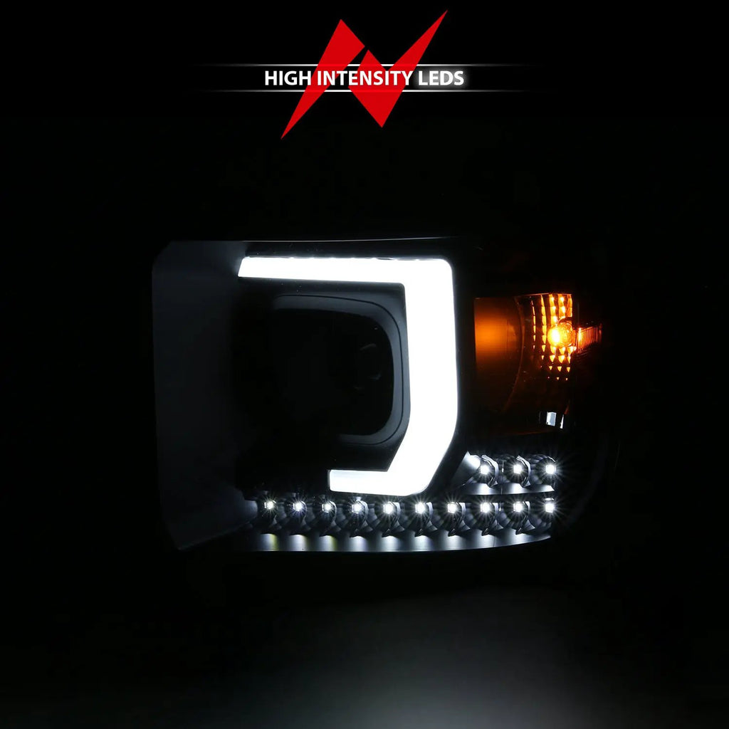 Projector Headlights Plank Style Black Housing w/DRL by ANZO USA