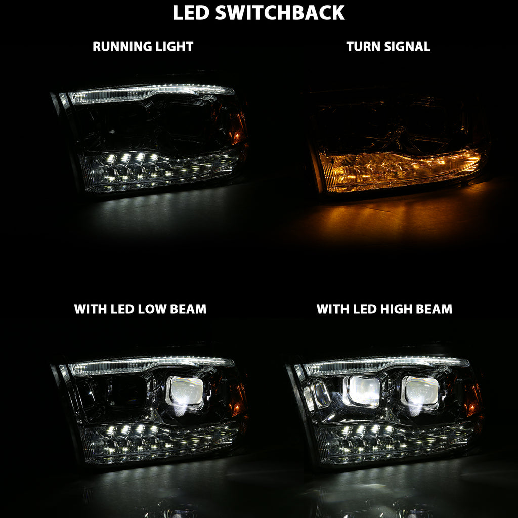 LED Projector Plank Style Switchback H.L Halo Chrome Amber (OE Style) by ANZO USA