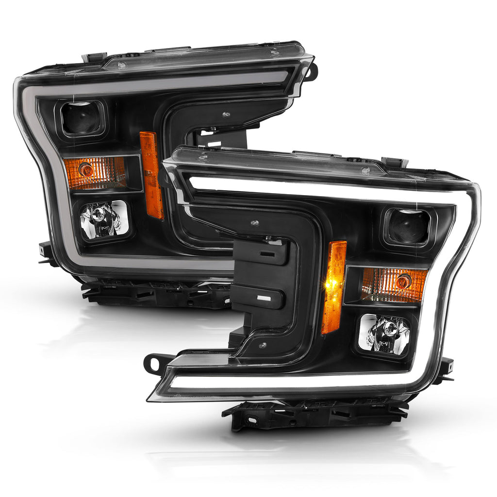 Projector Plank Style Headlight Black Amber (Without Switchback) by ANZO USA