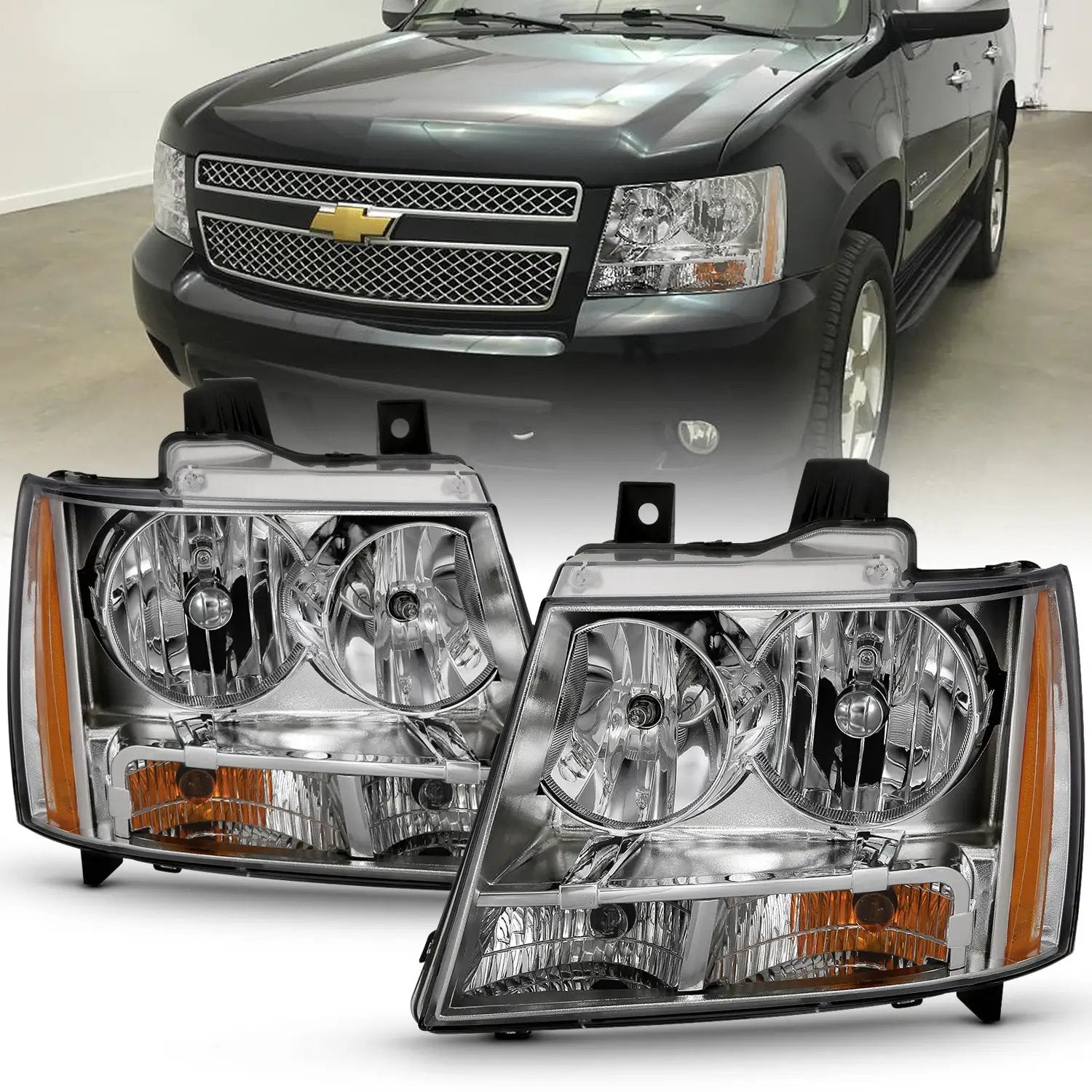 Crystal Headlight Chrome Amber (OE) by ANZO USA