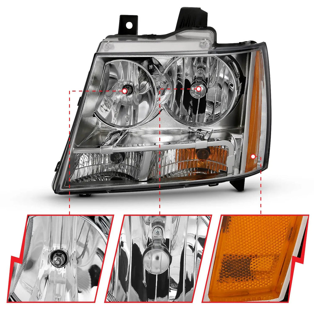 Crystal Headlight Chrome Amber (OE) by ANZO USA