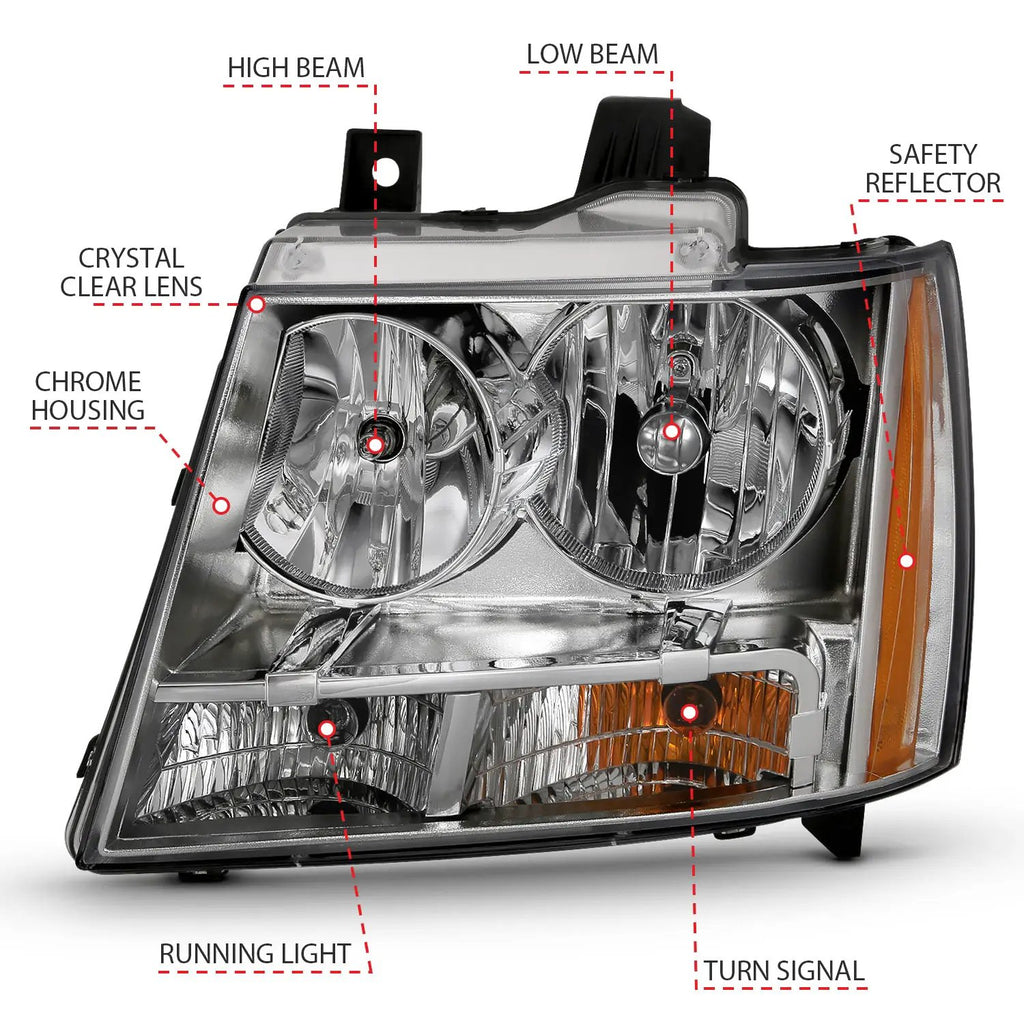 Crystal Headlight Chrome Amber (OE) by ANZO USA