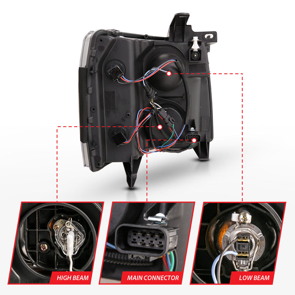 Projector Headlights PROJECTOR PLANK STYEL BLACK AMBER Pair by ANZO USA