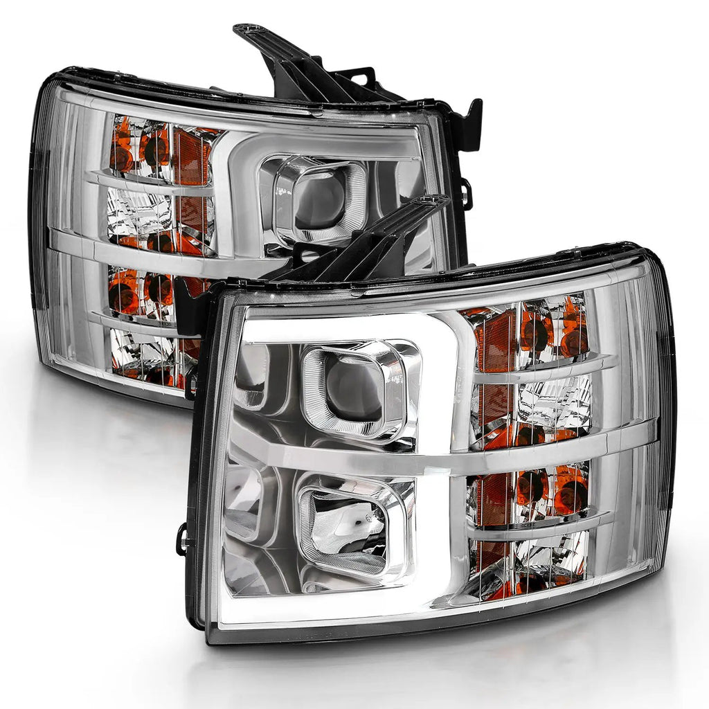 Projector Headlights PROJECTOR PLANK STYLE CHROME AMBER Pair by ANZO USA